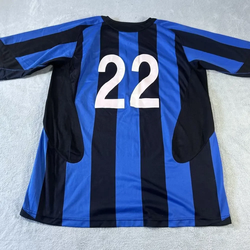 Y2k INTER MILAN Soccer Jersey #22 Mens Large Futball Recoba Adriano Nike Striped